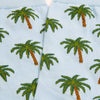Light blue socks with green palm tree pattern