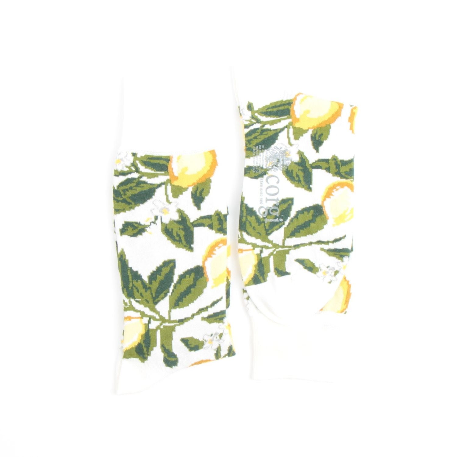 lemon patterned socks side by side