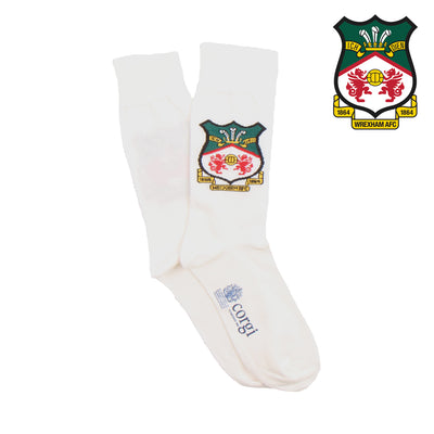 White socks with a logo on a white background