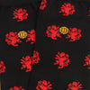Black fabric with red dragon patterns