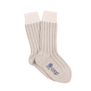 silver sock with white cuff on a white background, featuring the Corgi brand logo.

