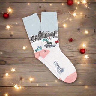 Women's Christmas in the City Scene Cotton Socks