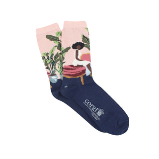 Women's Lady on Sofa Cotton Socks