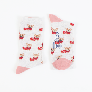 Women's Festive Corgi Dogs Cotton Socks