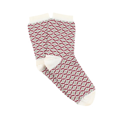 Women's pink Tile Print Cotton Socks