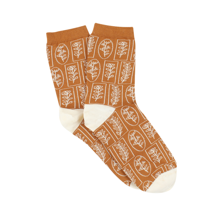 Women's Linear Floral Print Cotton Socks