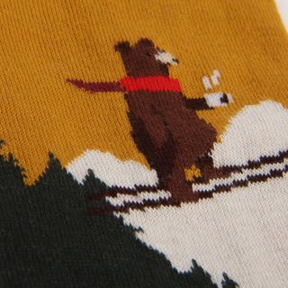 close up of skiing bear