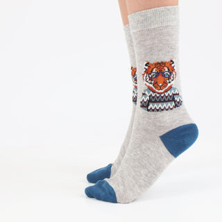 Children's Tiger with Funky Sweater Cotton Socks