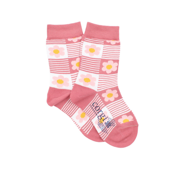 Kids Retro Flower Power Cotton Socks