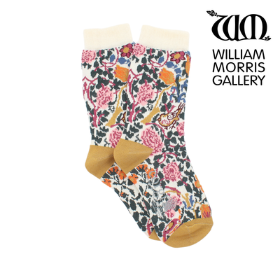 Floral patterned sock with William Morris Gallery logo