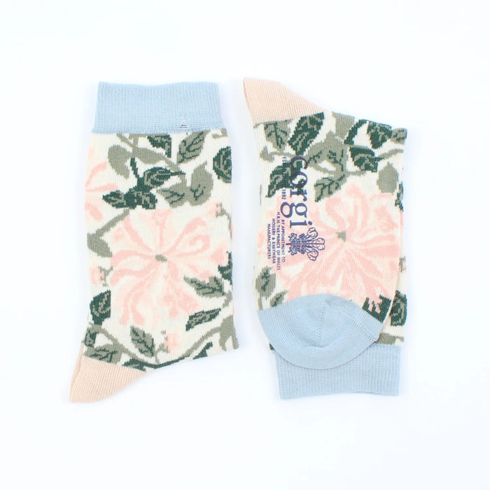 floral socks side by side 