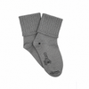 Gray sock with brand logo on a white background