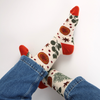 Decorative socks with floral pattern on a white background