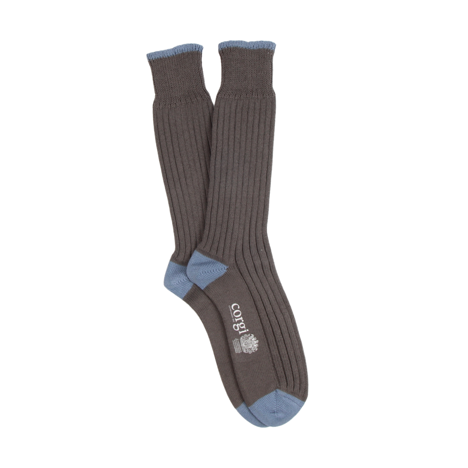Men's Pure Cotton Contrast Trim Boot Socks CHOCOLATE