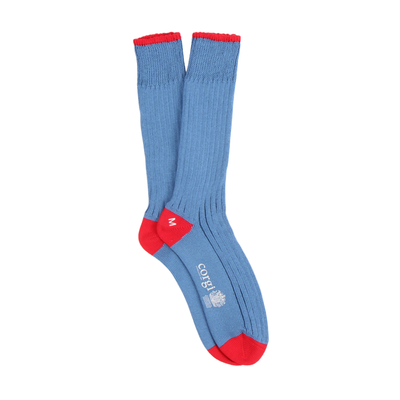 Men's Pure Cotton Contrast Trim Boot Socks DENIM