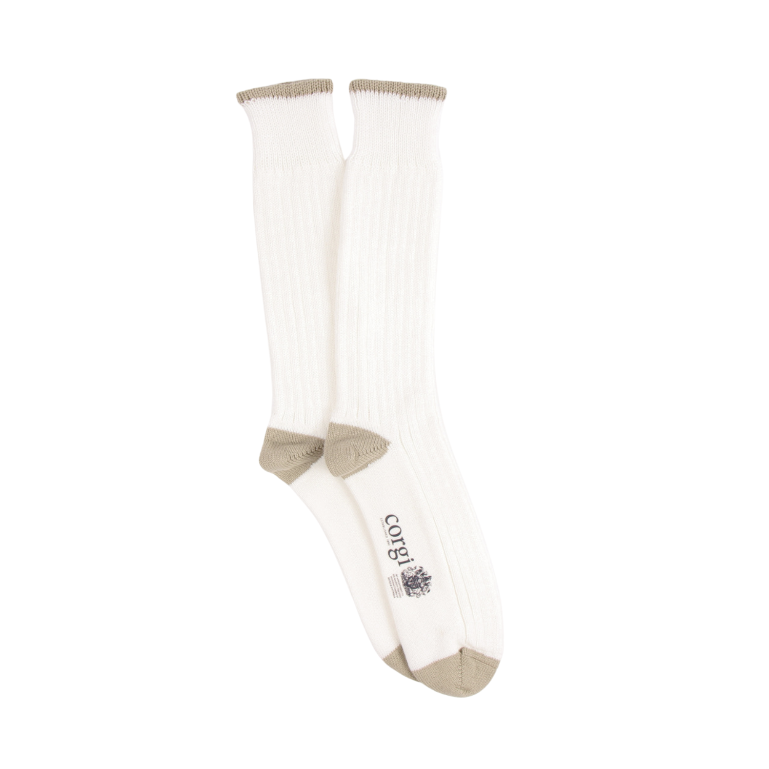 Men's Pure Cotton Contrast Trim Boot Socks ECRU