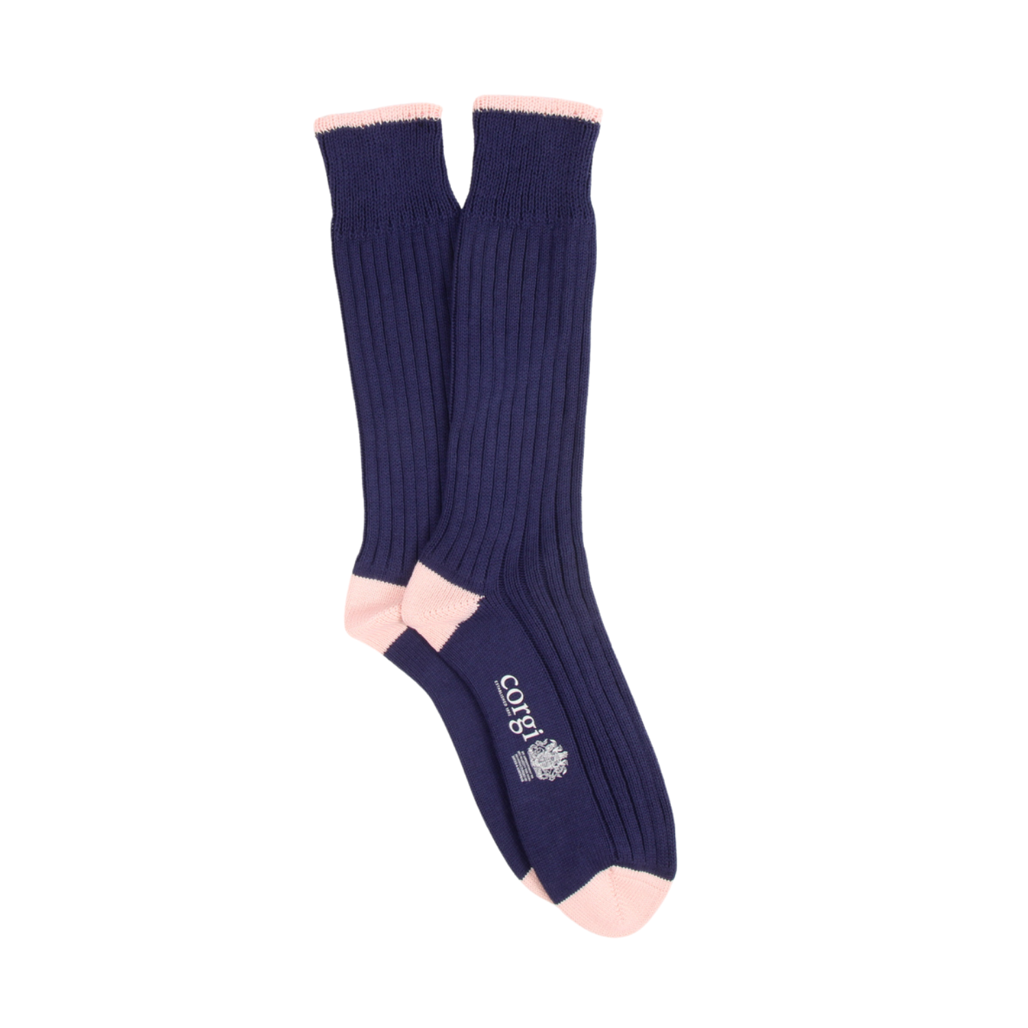 Men's Pure Cotton Contrast Trim Boot Socks NAVY