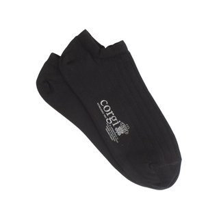 Black ankle sock with 'Corgi' branding on a white background