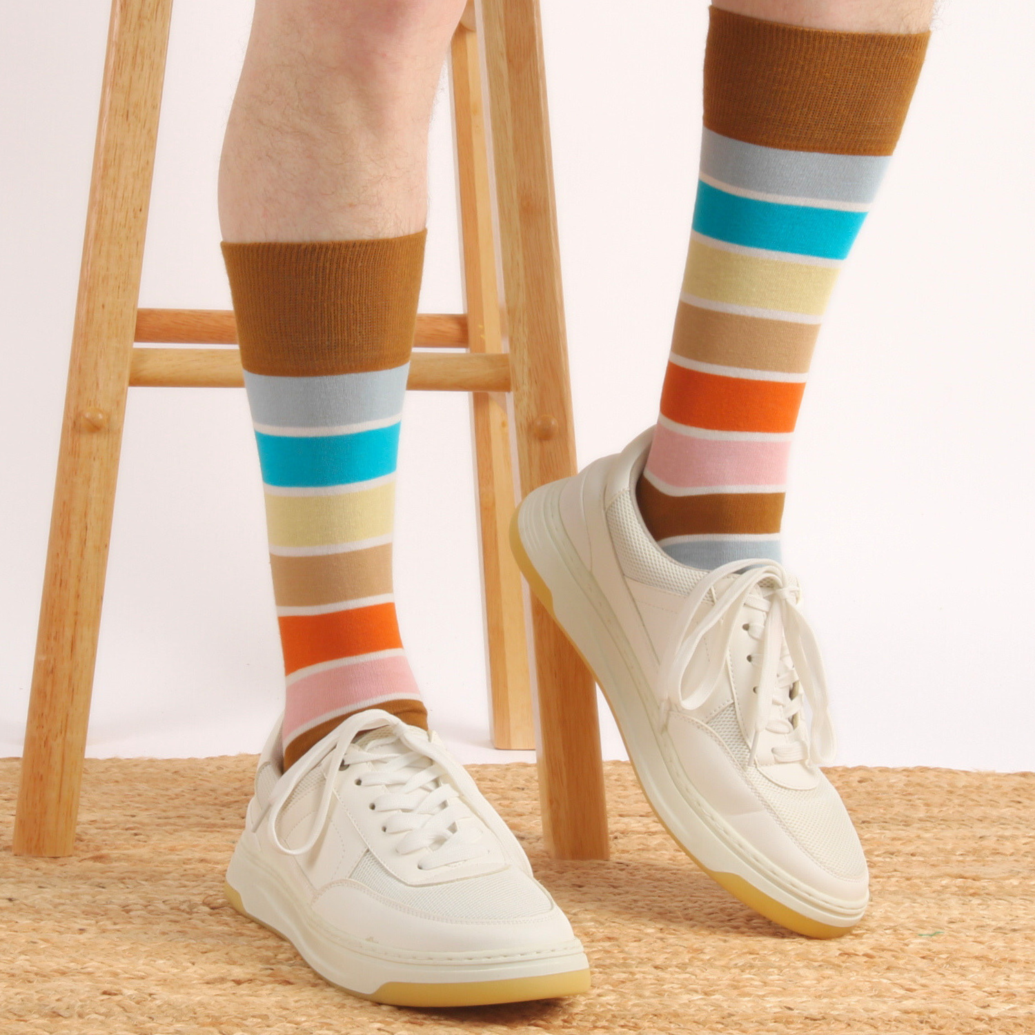 Men's Pantone Stripe Cotton Socks in Gold.
