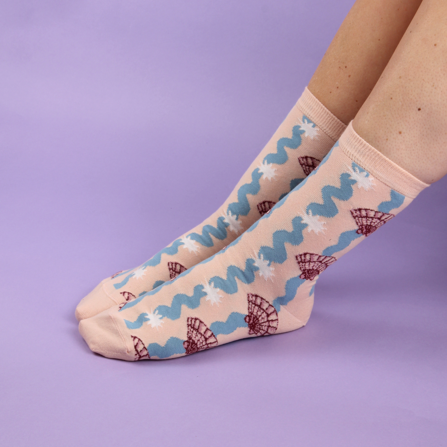 Women's Sea Shell Wave Cotton Socks