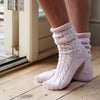 Handmade pink Cable Cashmere Socks for Women