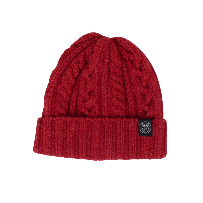 red cable wool beanie