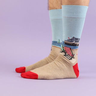 British Seaside Scene Cotton Socks - Corgi Socks