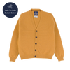 Mustard yellow cardigan with black buttons on a white background, featuring a 'Made to Order Custom Colour' label.