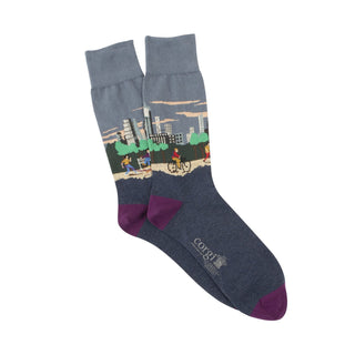 City Cycling Scene Cotton Socks - Corgi Socks