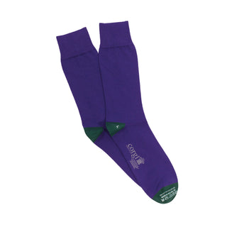 Purple and Green Contrast Heel & Toe Cotton Socks - Corgi Socks