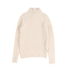 cream ribbed turtleneck sweater on a white background