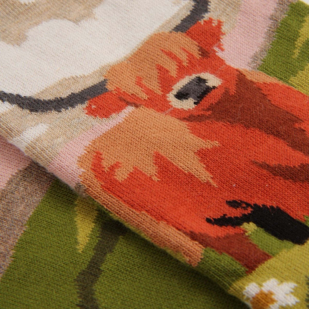 Highland Cow scene lightweight Cotton socks