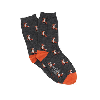 Fox Patterned Ruffled Hem Merino Wool Socks - Corgi Socks