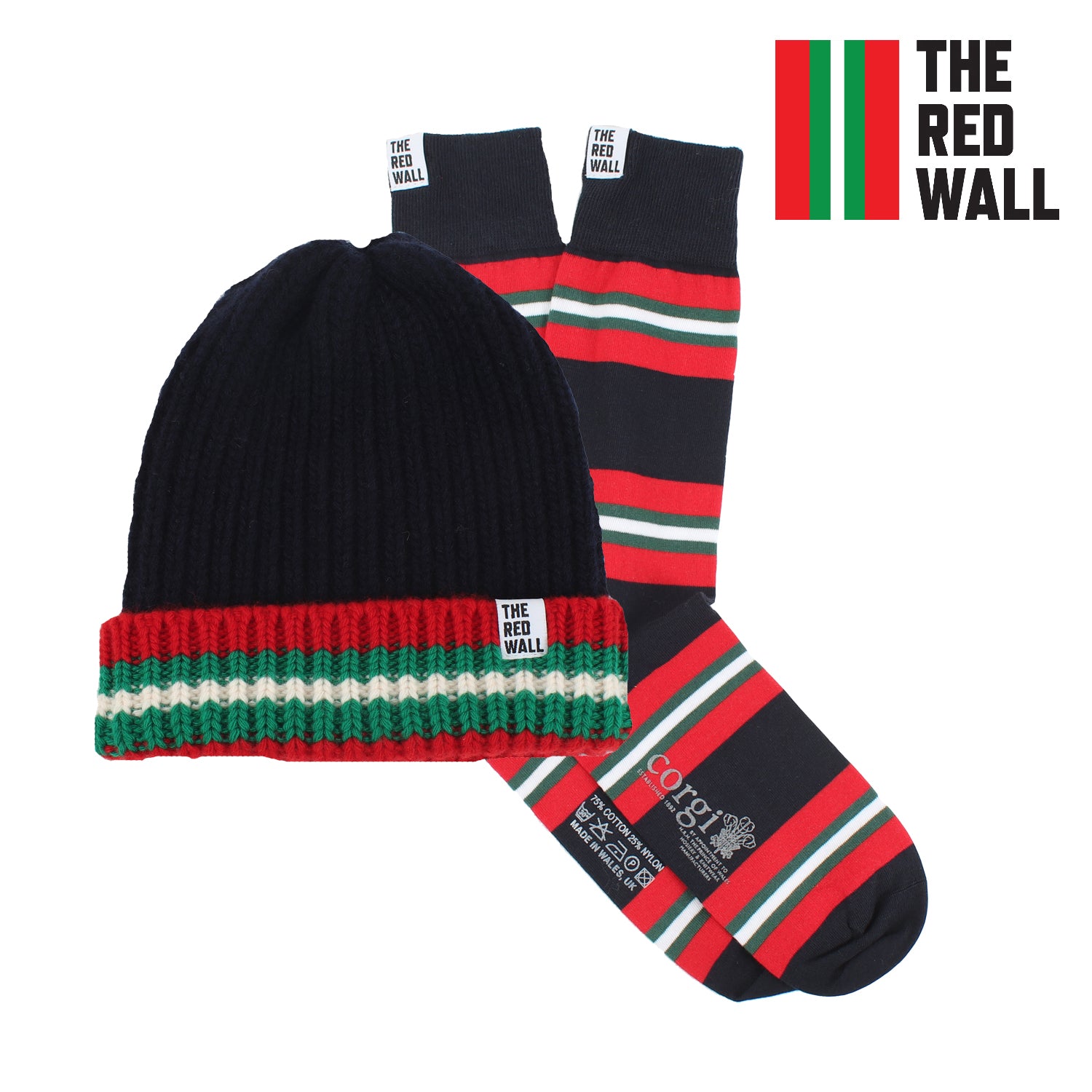 Red Wall beanie hat and sock set.