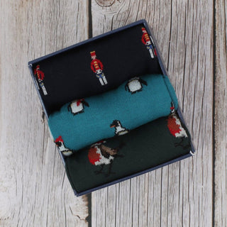 Men's 3-Pair Festive Patterned Gift Box