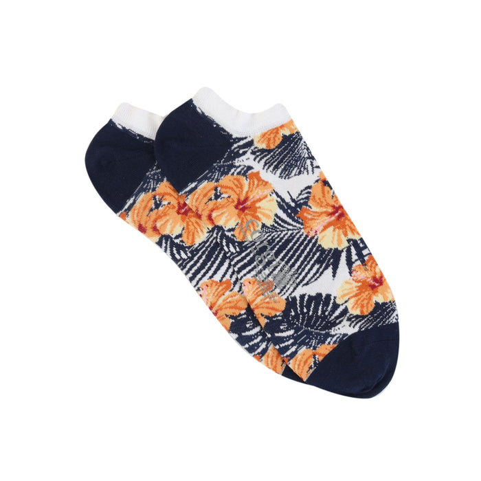 Men's Low Cut Hibiscus Flower Cotton Socks - Corgi Socks
