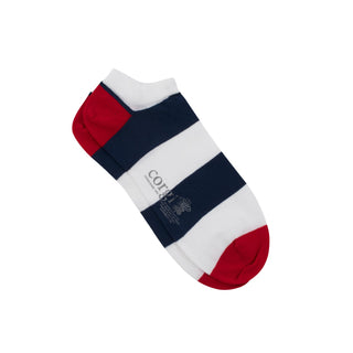 Men's Low Cut Rugby Stripe Cotton Socks - Corgi Socks