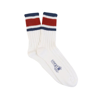 Men's Pure Cotton Tennis Stripe Socks - Corgi Socks