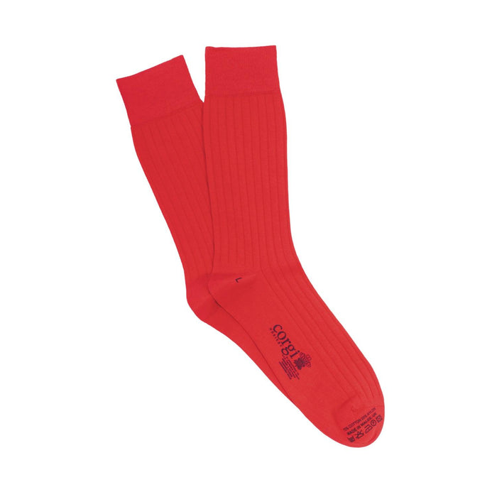 Men's Red Rib Cotton Socks - Corgi Socks