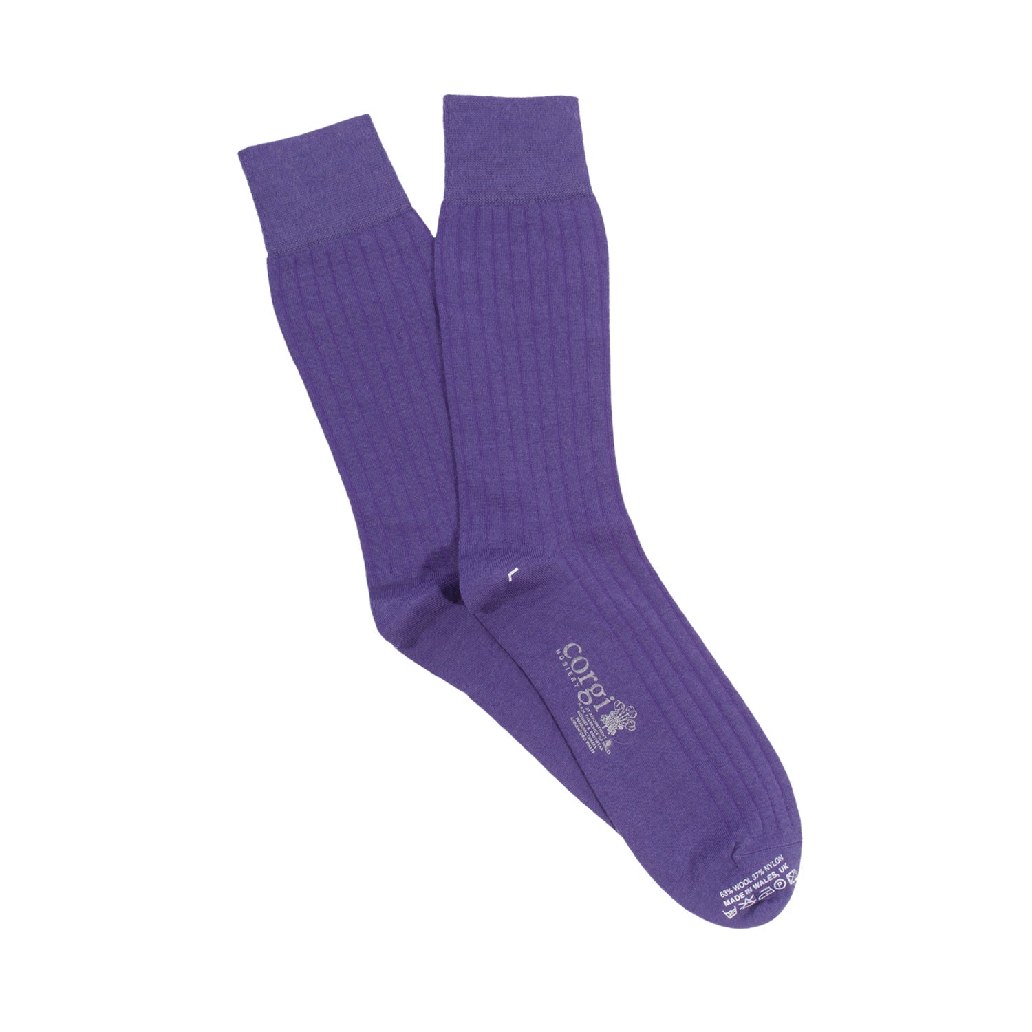 Men's Violet Rib Merino Wool Socks - Corgi Socks