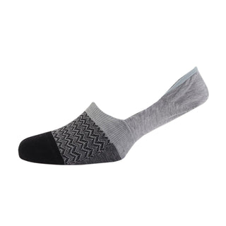 grey and black Mini Chevron Mercerised Cotton Invisible Socks - Corgi Socks