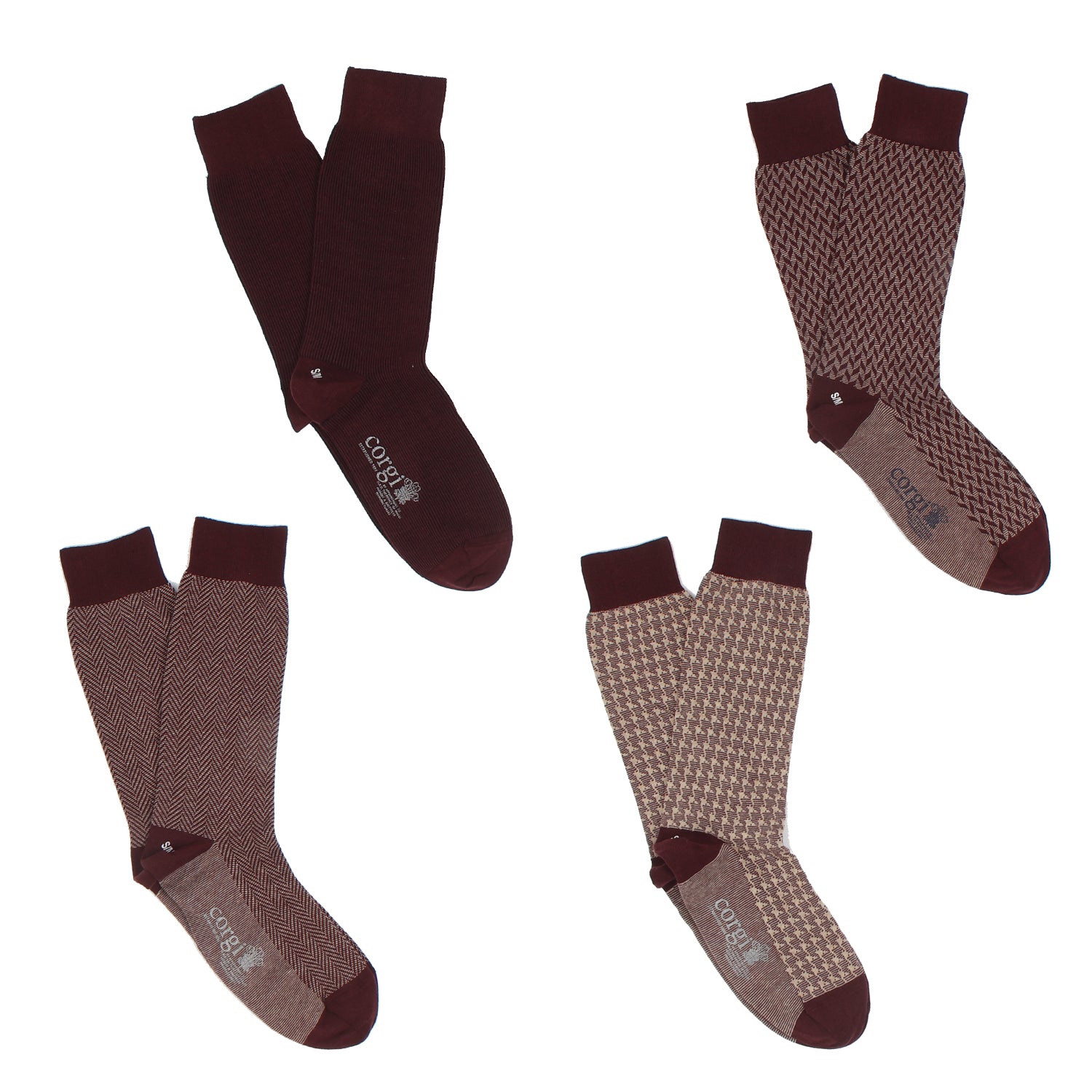 Men's 4-Pair Brown Dress Socks