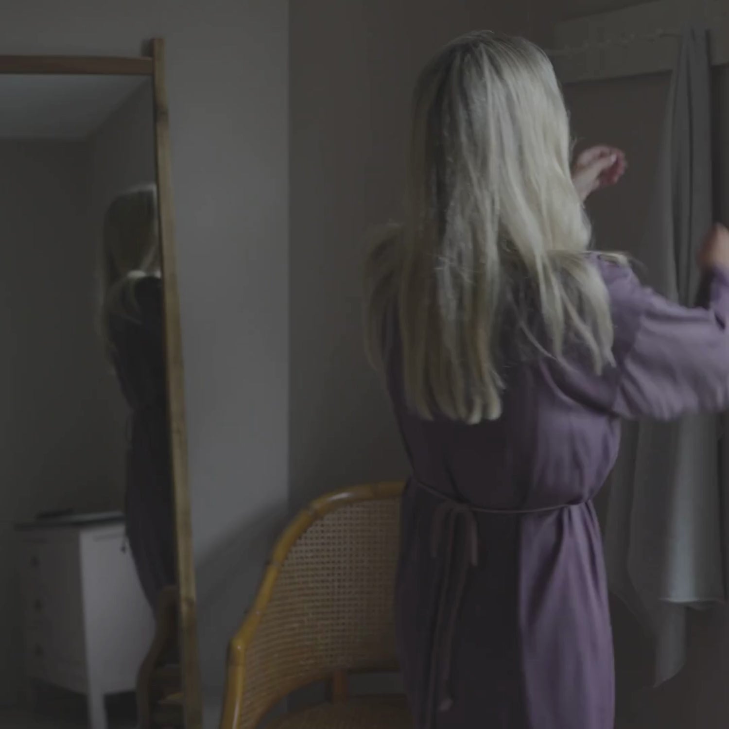 video of a person wearing a cashmere wrap