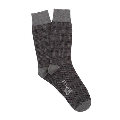 Men's Tartan Cashmere Blend Socks Charcoal