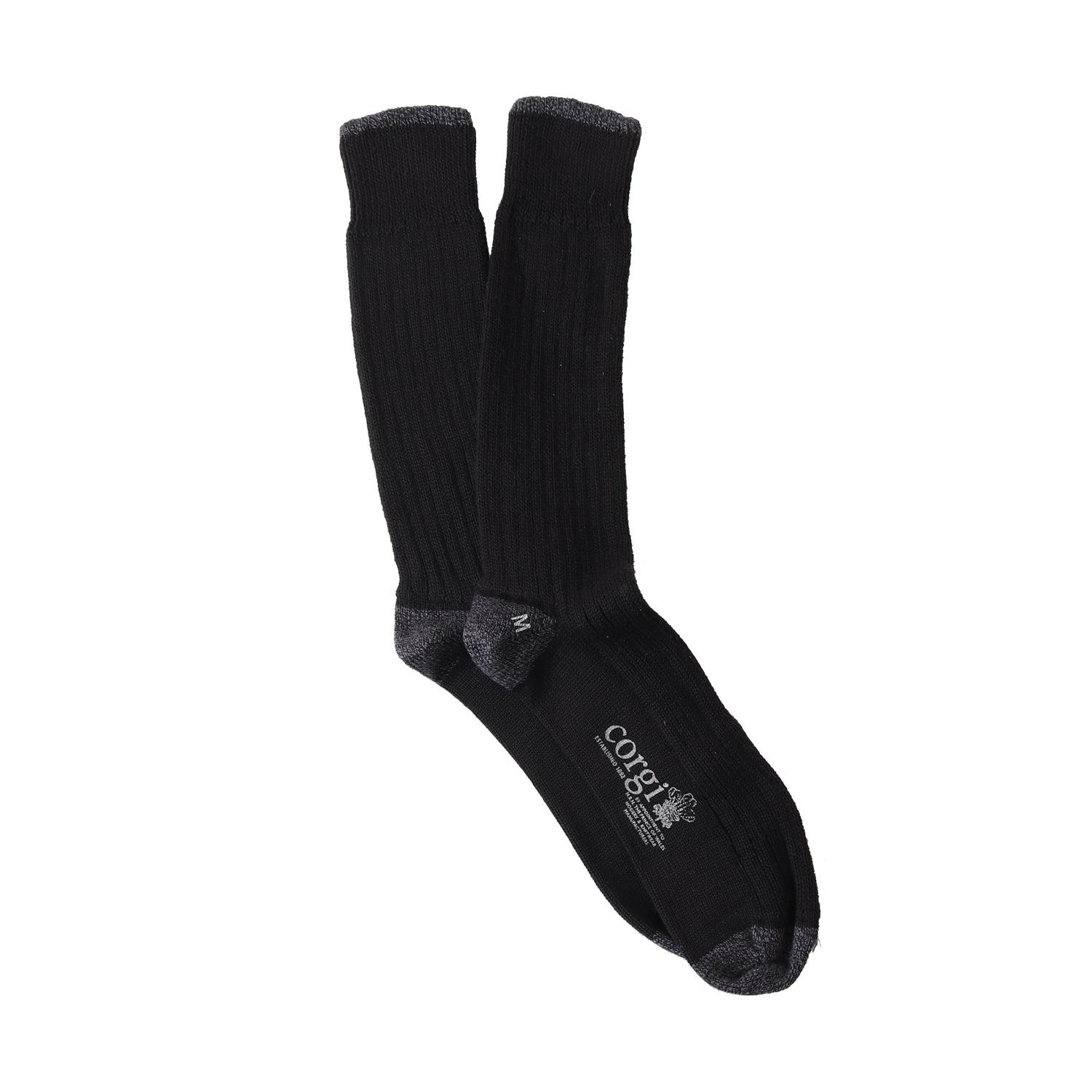 Black sock with gray accents on a white background