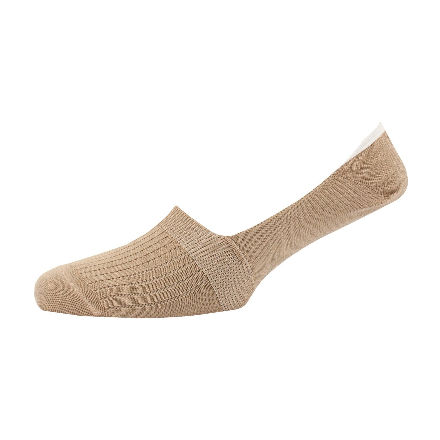 mens light brown Rib Mercerised Cotton Invisible Socks - Corgi Socks