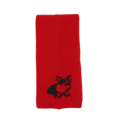 Corgi dog motif scarf in red