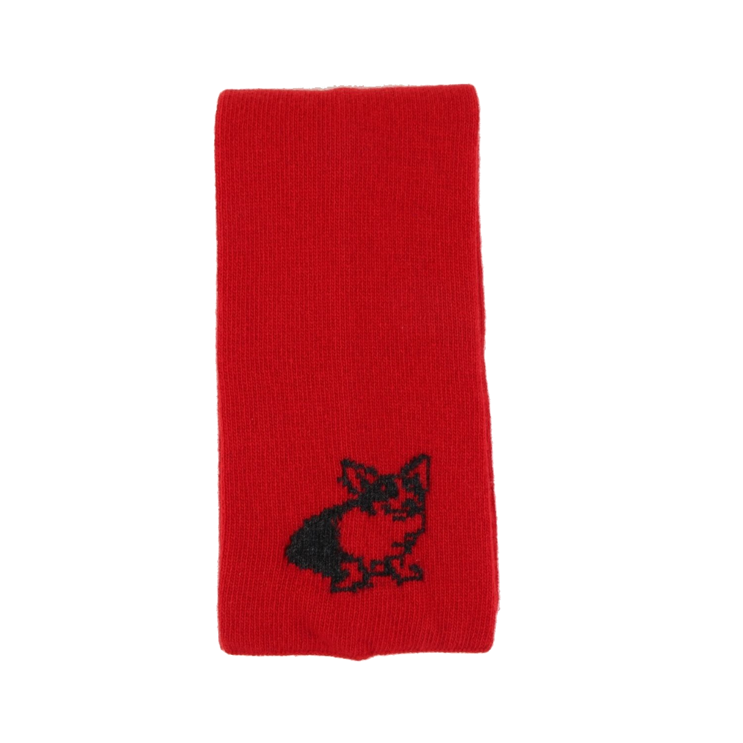 Corgi dog motif scarf in red