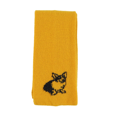 Corgi dog motif scarf in gold