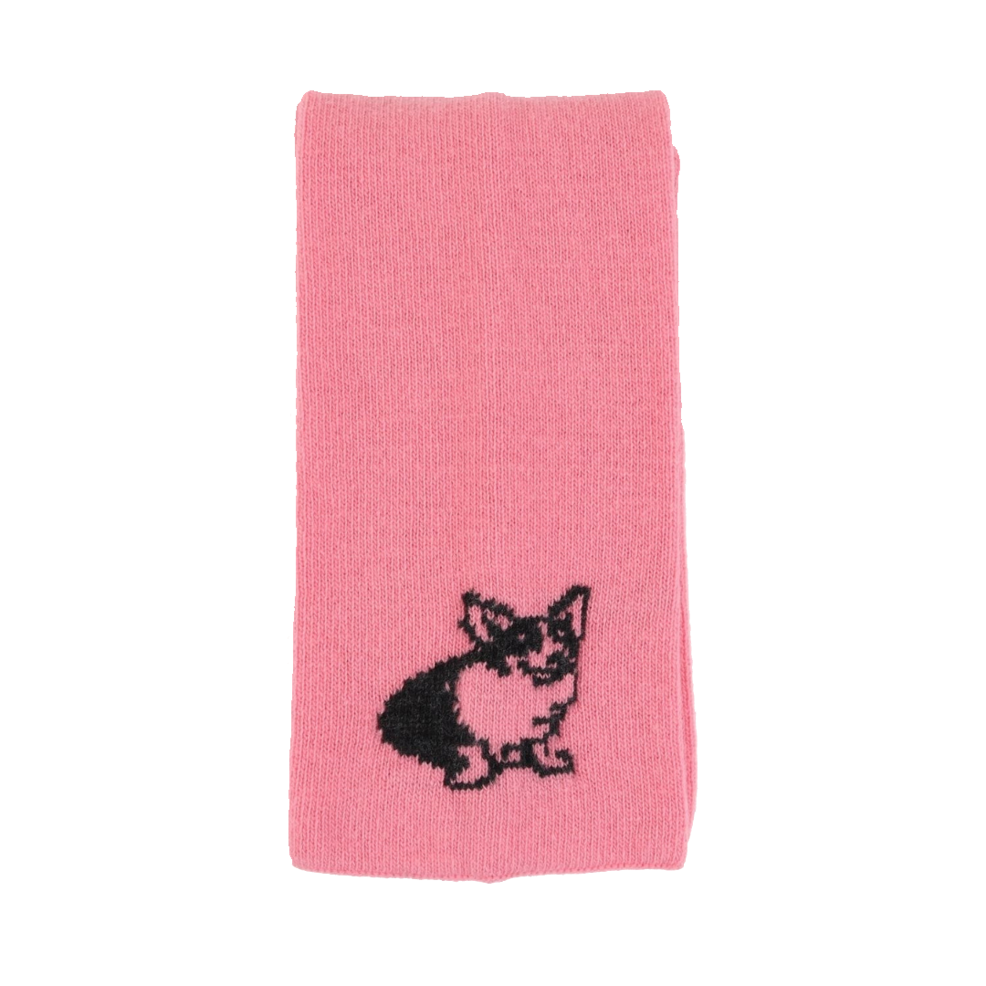 Corgi dog motif scarf in pink